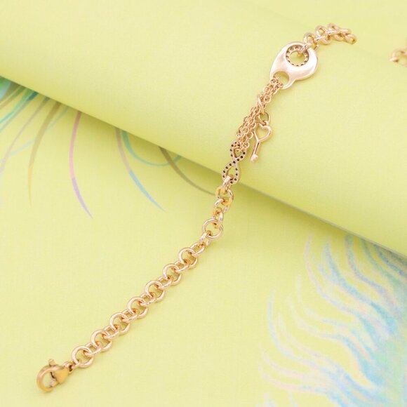 "Rose Gold Heart & Charm Link Bracelet in Premium Gold Plated Brass, XPBL0907 - Picture 3 of 13